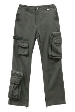 Y2K Grunge Utility Cargo Pants - 90s Retro Summer Outfit, Dark Ash, Y2K Fashion Essentials