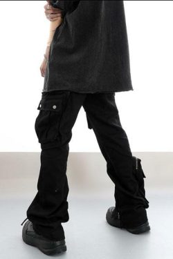 Y2K Grunge Utility Cargo Pants - 90s Retro Summer Outfit, Dark Ash, Y2K Fashion Essentials