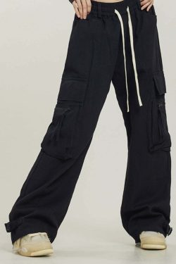Y2K Grunge Utility Cargo Pants - Retro 90s Fashion, Summer Y2K Outfits, Gothic Y2K Style