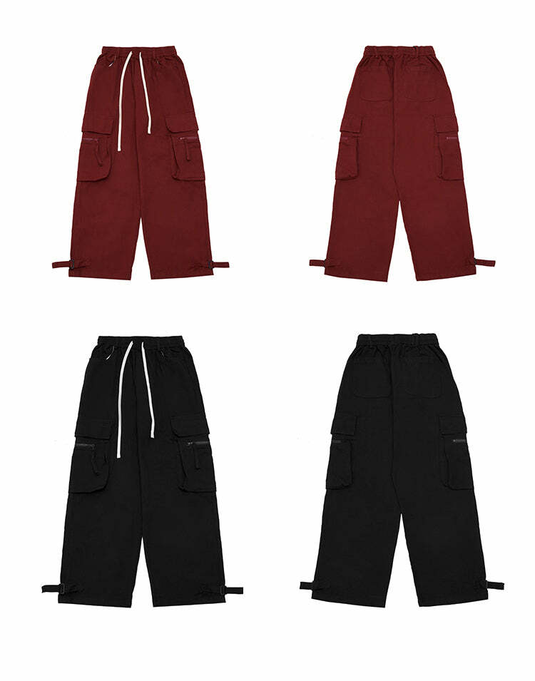 Y2K Grunge Utility Cargo Pants - Retro 90s Fashion, Summer Y2K Outfits, Gothic Y2K Style