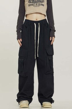 Y2K Grunge Utility Cargo Pants - Retro 90s Fashion, Summer Y2K Outfits, Gothic Y2K Style