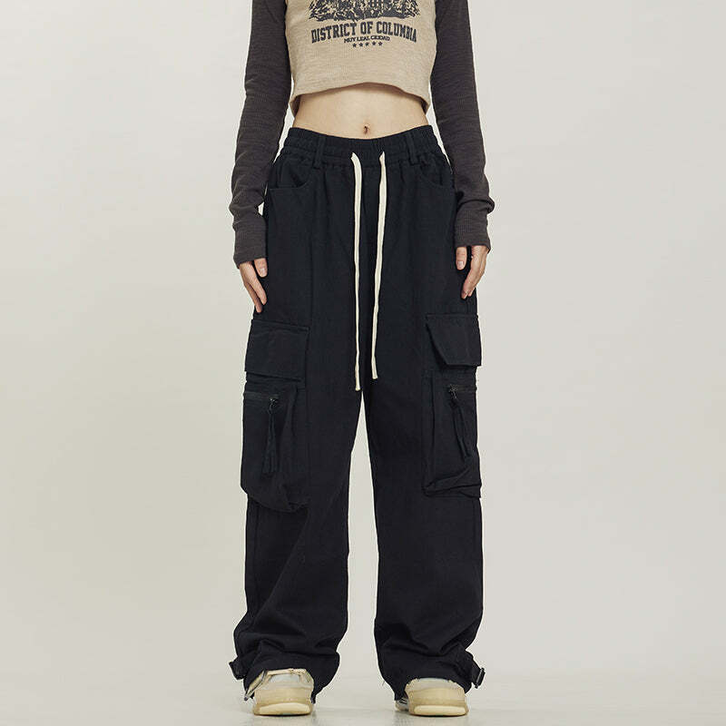 Y2K Grunge Utility Cargo Pants - Retro 90s Fashion, Summer Y2K Outfits, Gothic Y2K Style