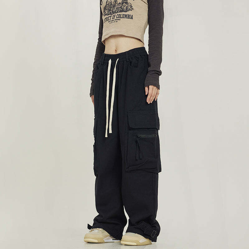 Y2K Grunge Utility Cargo Pants - Retro 90s Fashion, Summer Y2K Outfits, Gothic Y2K Style