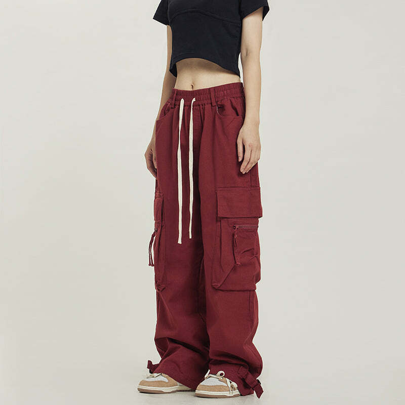 Y2K Grunge Utility Cargo Pants - Retro 90s Fashion, Summer Y2K Outfits, Gothic Y2K Style