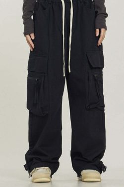 Y2K Grunge Utility Cargo Pants - Retro 90s Fashion, Summer Y2K Outfits, Gothic Y2K Style