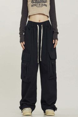 Y2K Grunge Utility Cargo Pants - Retro 90s Fashion, Summer Y2K Outfits, Gothic Y2K Style