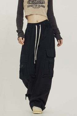 Y2K Grunge Utility Cargo Pants - Retro 90s Fashion, Summer Y2K Outfits, Gothic Y2K Style