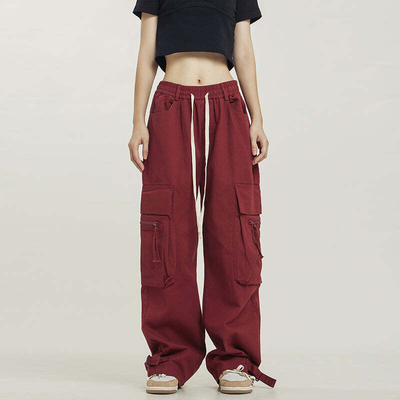 Y2K Grunge Utility Cargo Pants - Retro 90s Fashion, Summer Y2K Outfits, Gothic Y2K Style