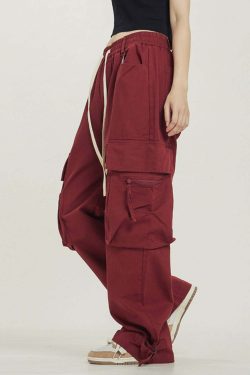 Y2K Grunge Utility Cargo Pants - Retro 90s Fashion, Summer Y2K Outfits, Gothic Y2K Style