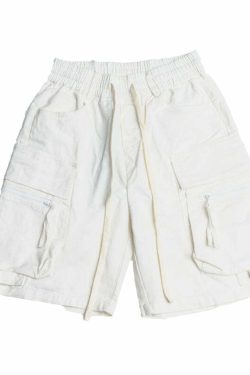 Y2K Grunge Utility Cargo Shorts - Retro 90s Summer Outfit, Y2K Fashion for Women
