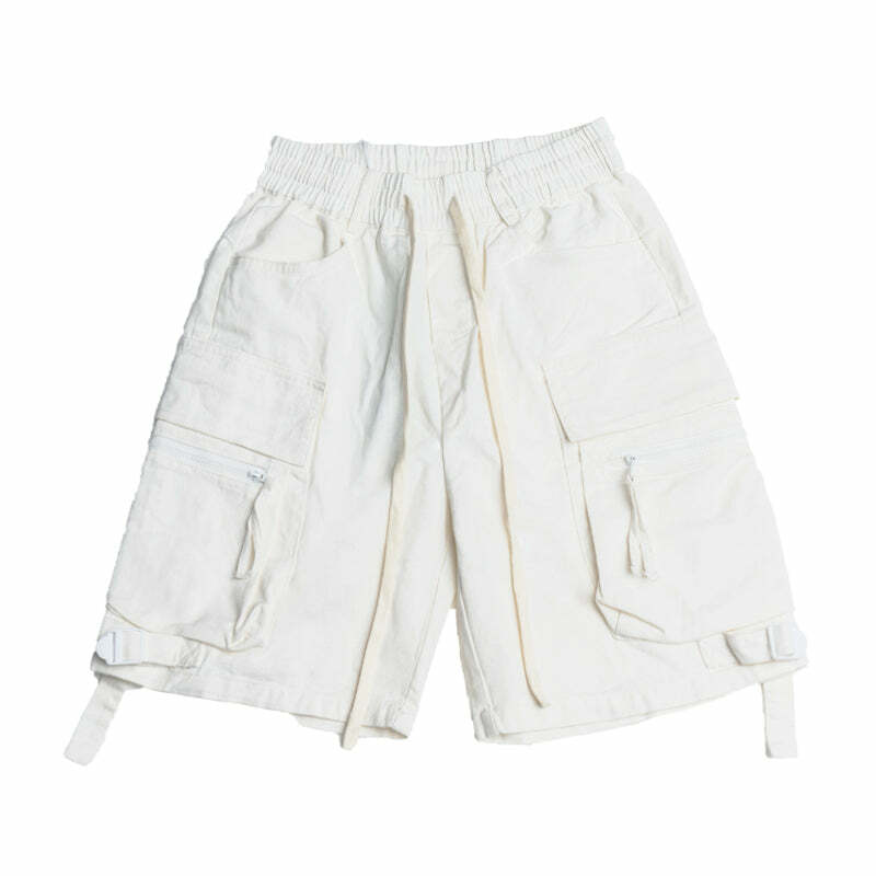 Y2K Grunge Utility Cargo Shorts - Retro 90s Summer Outfit, Y2K Fashion for Women