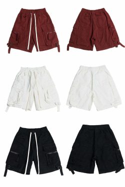 Y2K Grunge Utility Cargo Shorts - Retro 90s Summer Outfit, Y2K Fashion for Women