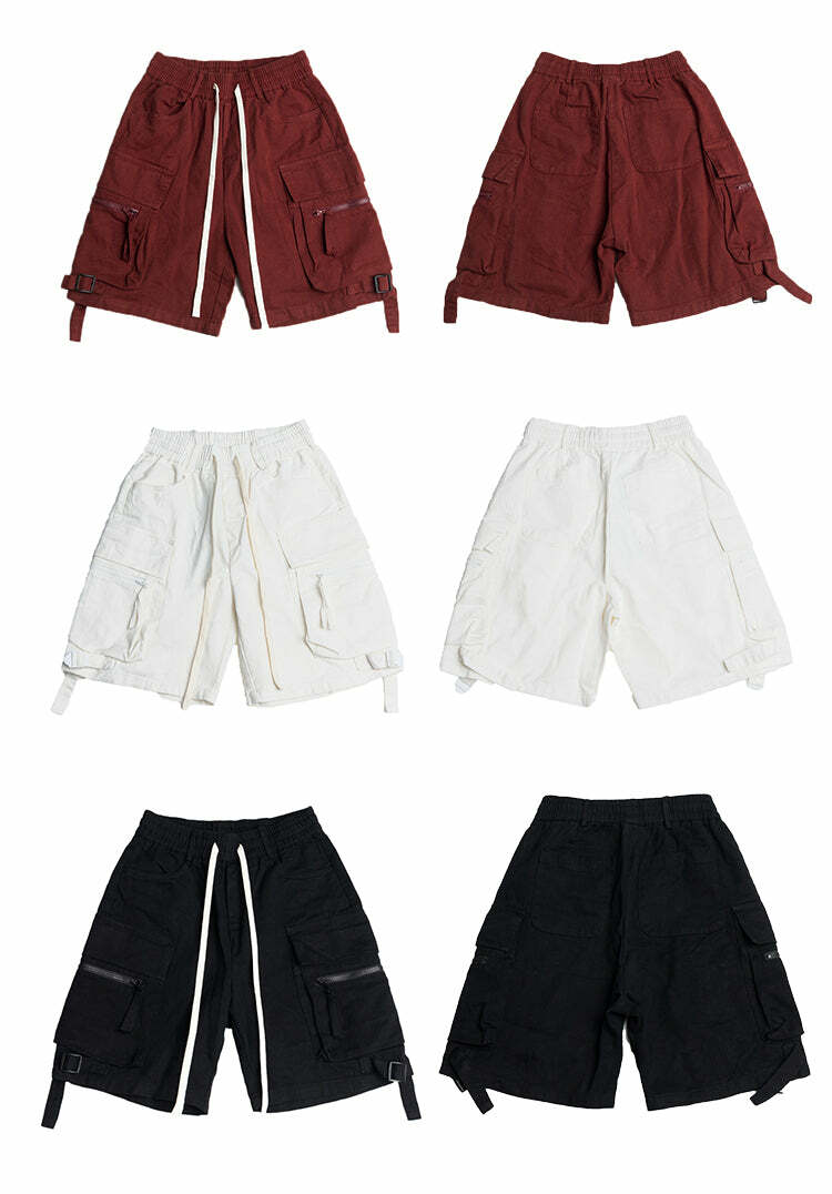 Y2K Grunge Utility Cargo Shorts - Retro 90s Summer Outfit, Y2K Fashion for Women
