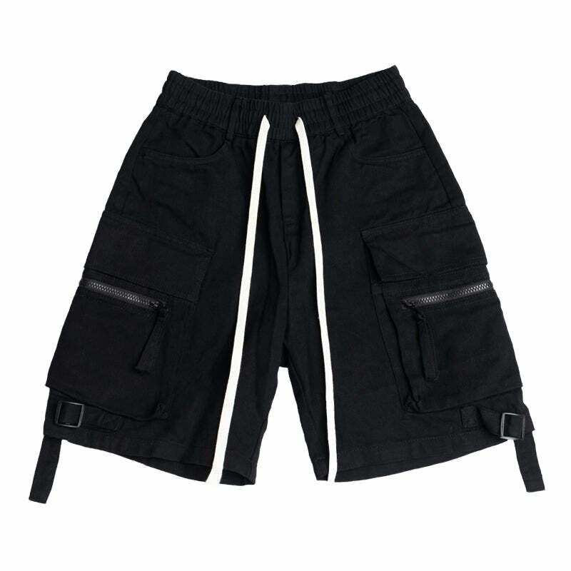 Y2K Grunge Utility Cargo Shorts - Retro 90s Summer Outfit, Y2K Fashion for Women