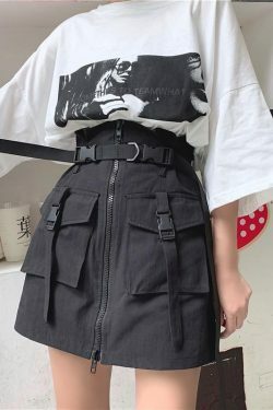 Y2K Grunge Utility Cargo Skirt - 90s Retro Summer Outfit, Y2K Fashion, Pastel Goth Style