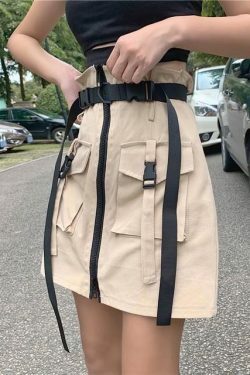 Y2K Grunge Utility Cargo Skirt - 90s Retro Summer Outfit, Y2K Fashion, Pastel Goth Style
