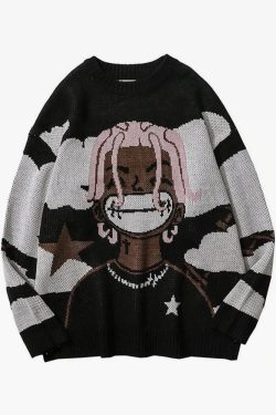 Y2K Grunge Uzi Sweater - Retro 90s Fashion, Summer Outfits, Pastel Goth, and Hip Hop Style