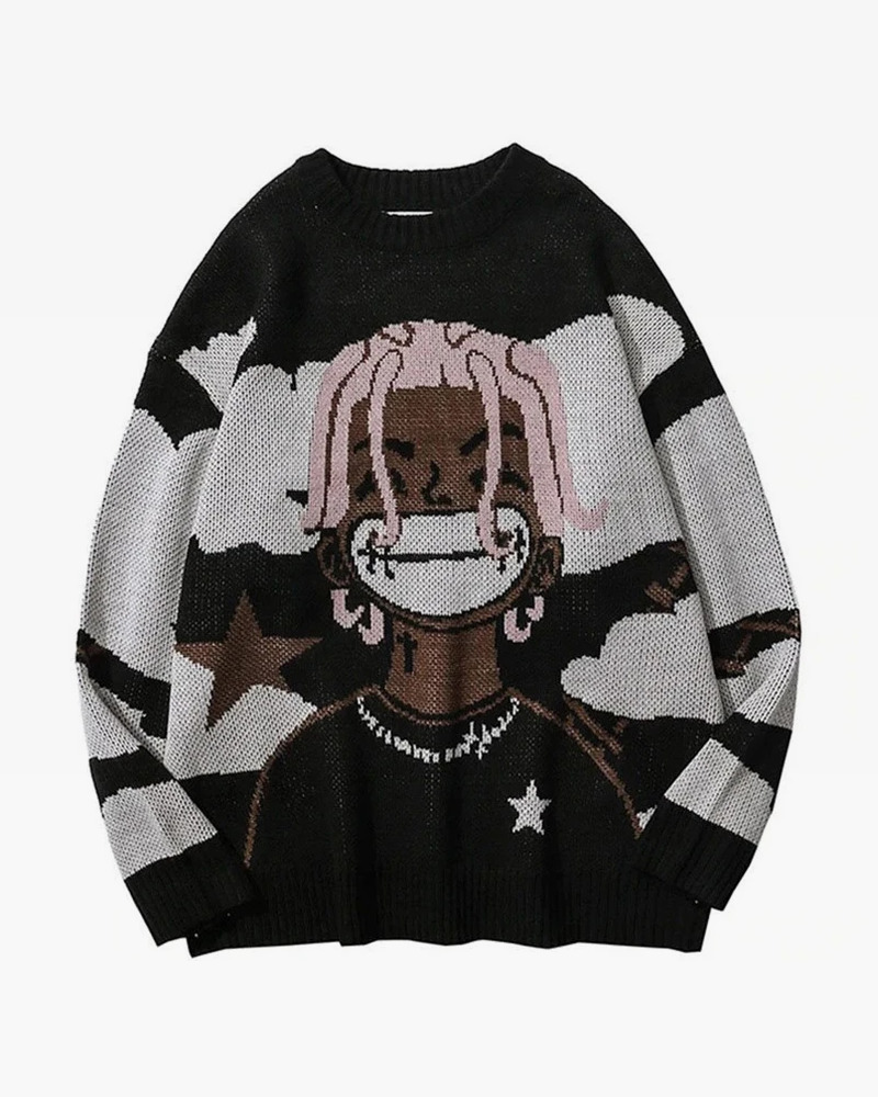 Y2K Grunge Uzi Sweater - Retro 90s Fashion, Summer Outfits, Pastel Goth, and Hip Hop Style