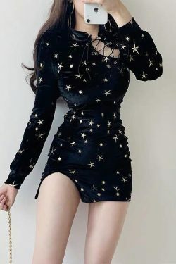 Y2K Grunge Velvet Dress - 90s Fashion, Retro Style, Summer Party Outfit, Gothic Y2K V