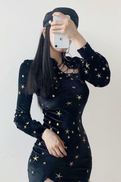 Y2K Grunge Velvet Dress - 90s Fashion, Retro Style, Summer Party Outfit, Gothic Y2K V