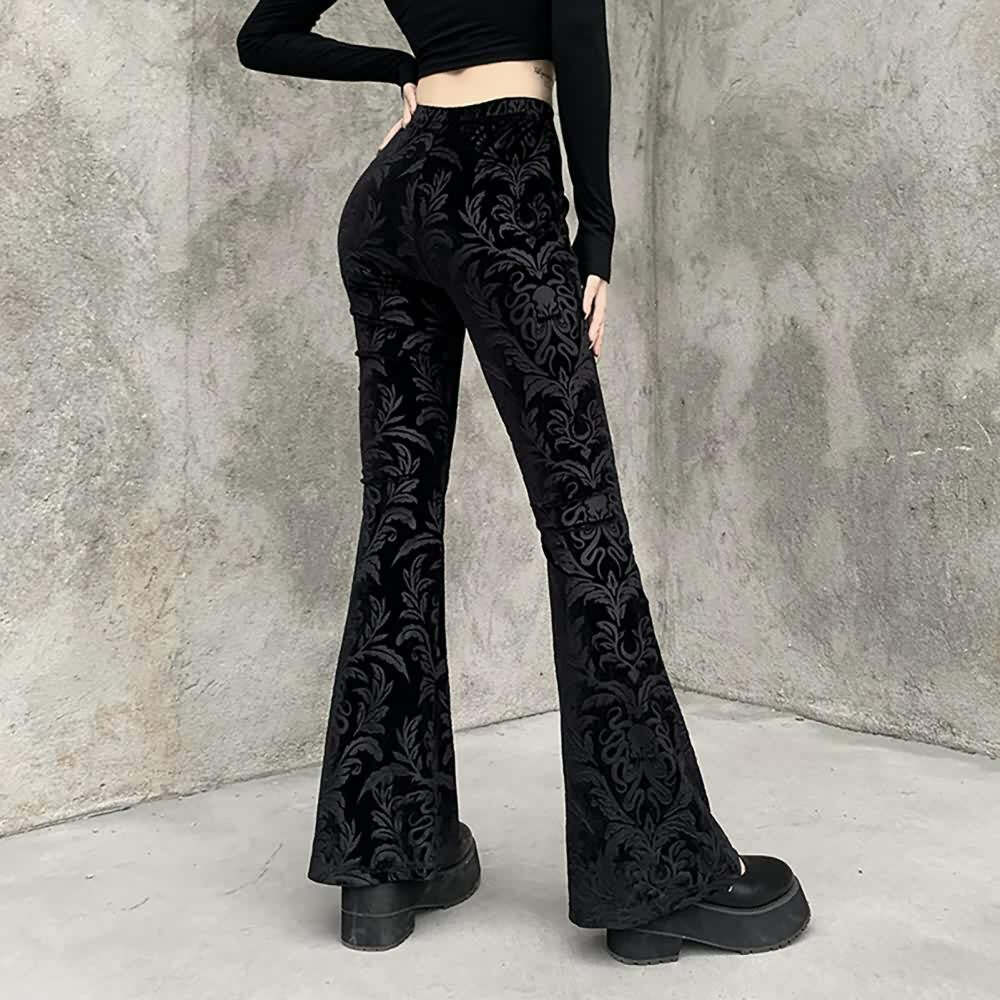 Y2K Grunge Velvet Flare Pants - Retro 90s Goth Fashion for Summer and Party Outfits