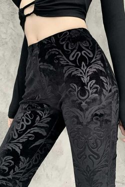 Y2K Grunge Velvet Flare Pants - Retro 90s Goth Fashion for Summer and Party Outfits