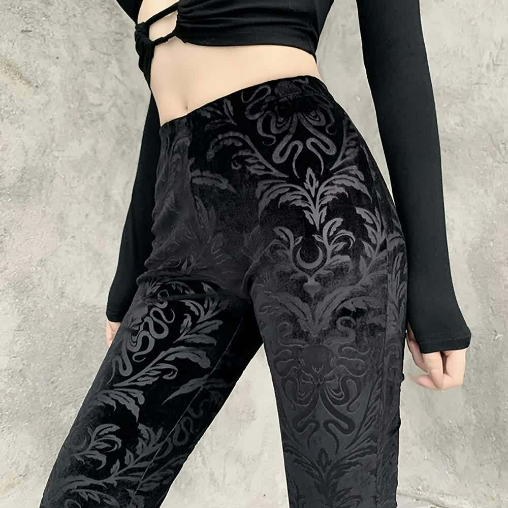 Y2K Grunge Velvet Flare Pants - Retro 90s Goth Fashion for Summer and Party Outfits