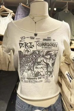 Y2K Grunge Vintage Punk Rock T-Shirt - 90s Fashion, Retro Style, Y2K Summer Outfits