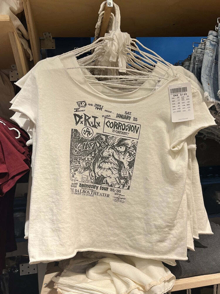 Y2K Grunge Vintage Punk Rock T-Shirt - 90s Fashion, Retro Style, Y2K Summer Outfits