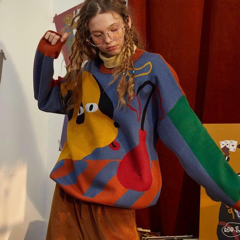 Y2K Grunge Vintage Sweater - 90s Fashion, Retro Style, Pastel Goth, Y2K Outfits Women