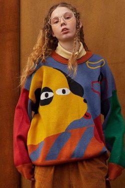 Y2K Grunge Vintage Sweater - 90s Fashion, Retro Style, Pastel Goth, Y2K Outfits Women