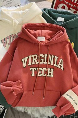 Y2K Grunge Virginia Tech Hoodie - Retro 90s Fashion, Summer Y2K Outfits, Pastel Goth Style