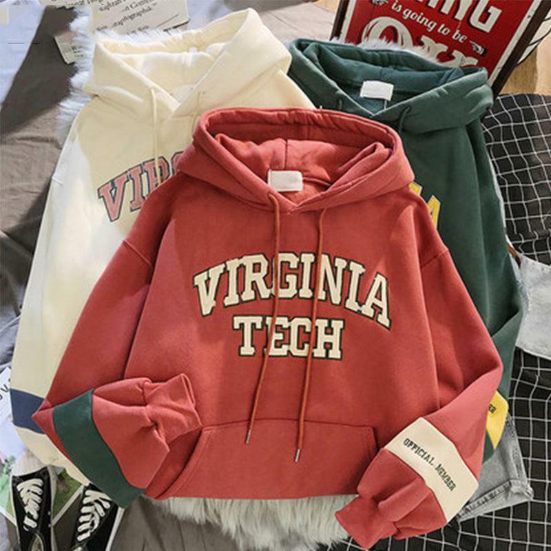 Y2K Grunge Virginia Tech Hoodie - Retro 90s Fashion, Summer Y2K Outfits, Pastel Goth Style