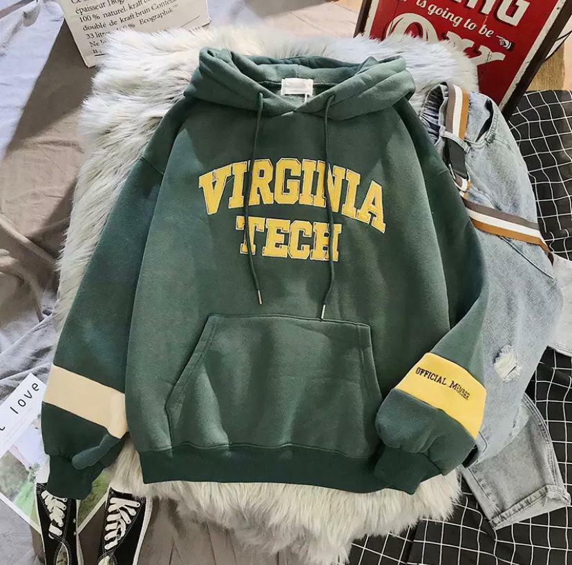 Y2K Grunge Virginia Tech Hoodie - Retro 90s Fashion, Summer Y2K Outfits, Pastel Goth Style