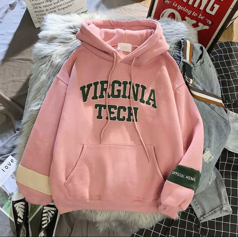 Y2K Grunge Virginia Tech Hoodie - Retro 90s Fashion, Summer Y2K Outfits, Pastel Goth Style