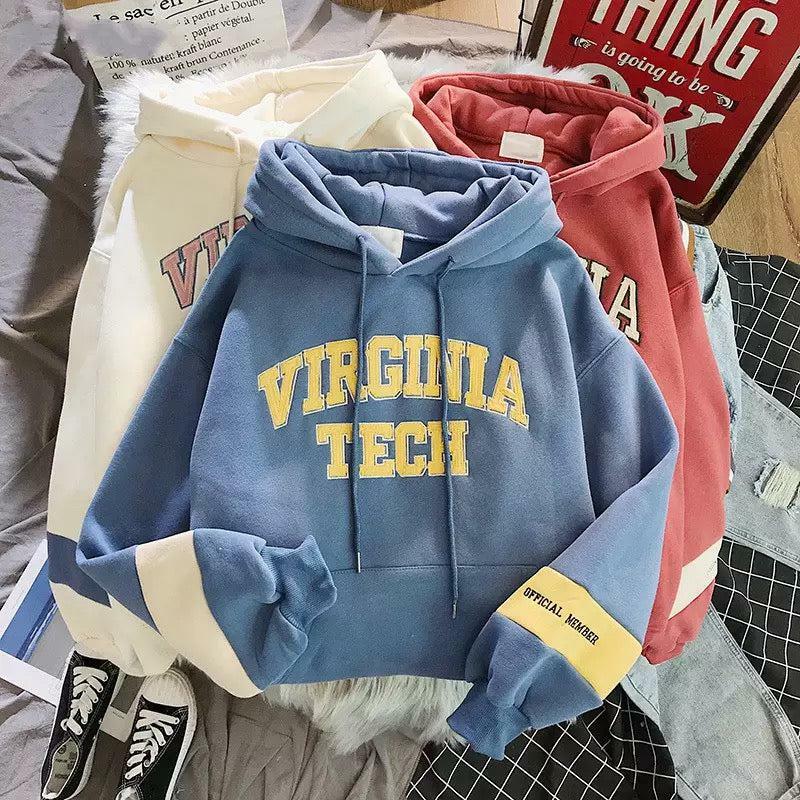 Y2K Grunge Virginia Tech Hoodie - Retro 90s Fashion, Summer Y2K Outfits, Pastel Goth Style