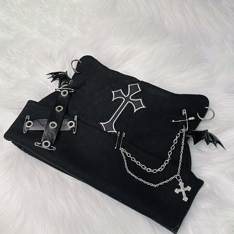 Y2K Grunge Visual Kei Cat Ear Beanie Hat - 90s Retro Goth Fashion for Summer Outfits