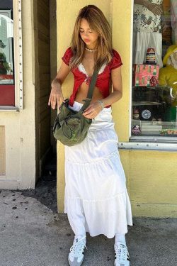 Y2K Grunge Walker Maxi Skirt - Retro 90s Fashion, Summer Y2K Outfits, Pastel Goth Style