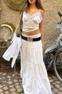Y2K Grunge Walker Maxi Skirt - Retro 90s Fashion, Summer Y2K Outfits, Pastel Goth Style