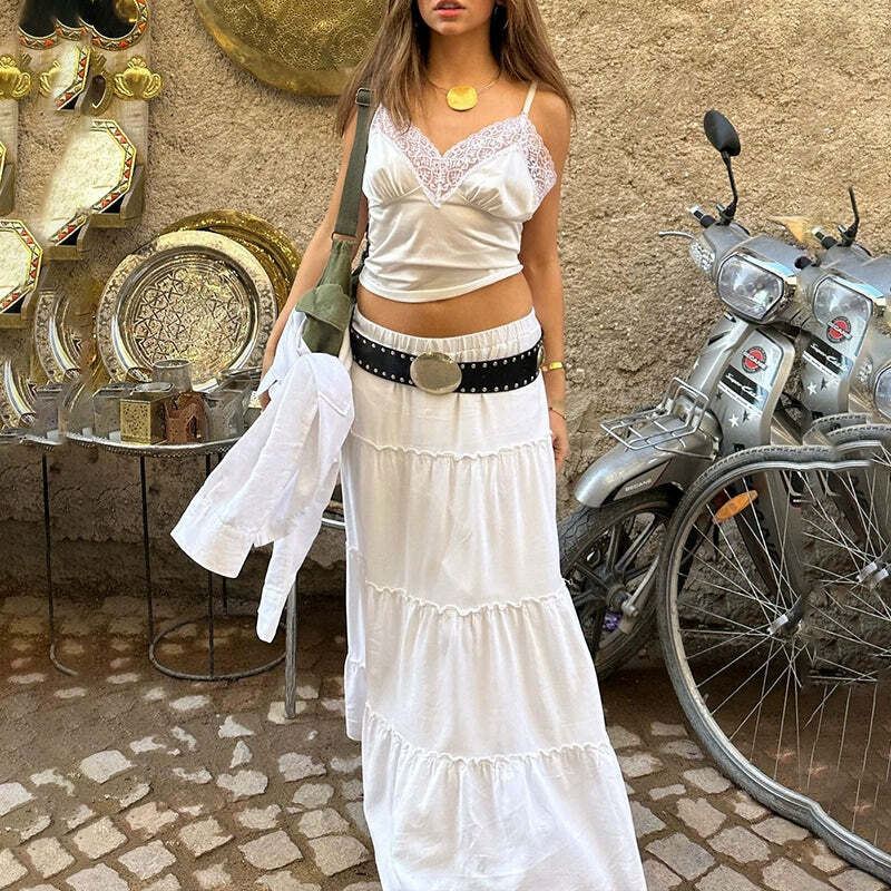 Y2K Grunge Walker Maxi Skirt - Retro 90s Fashion, Summer Y2K Outfits, Pastel Goth Style