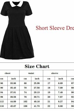 Y2K Grunge Wednesday Addams Cosplay Dress - Short Sleeves, 90s Retro Goth Outfit