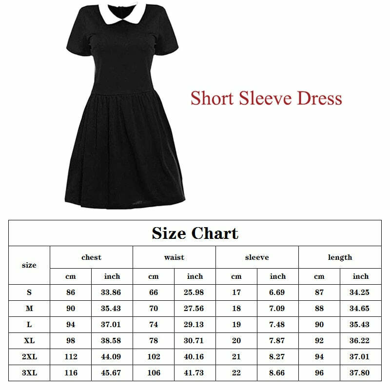 Y2K Grunge Wednesday Addams Cosplay Dress - Short Sleeves, 90s Retro Goth Outfit