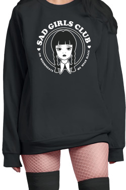 Y2K Grunge Wednesday Addams Sad Girls Club Sweatshirt - 90s Retro Goth Fashion