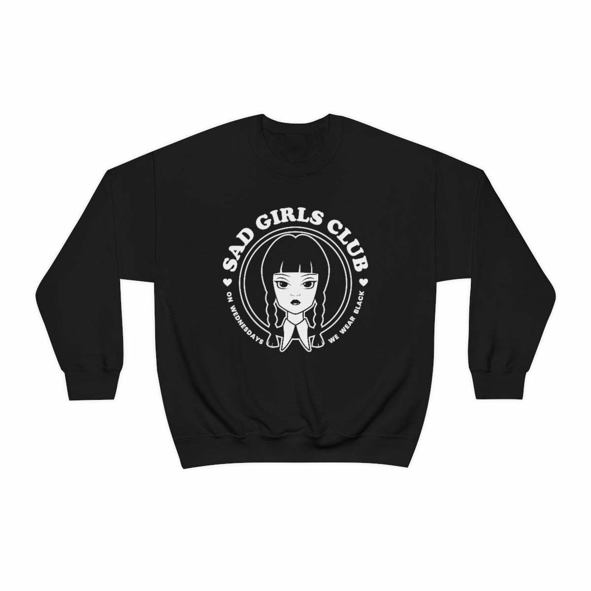 Y2K Grunge Wednesday Addams Sad Girls Club Sweatshirt - 90s Retro Goth Fashion