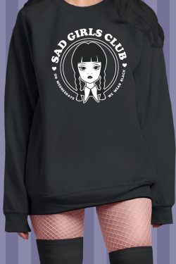Y2K Grunge Wednesday Addams Sad Girls Club Sweatshirt - 90s Retro Goth Fashion
