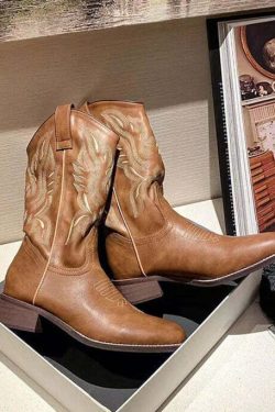 Y2K Grunge Western Cowboy Boots - Retro 90s Fashion, Y2K Summer & Party Outfits