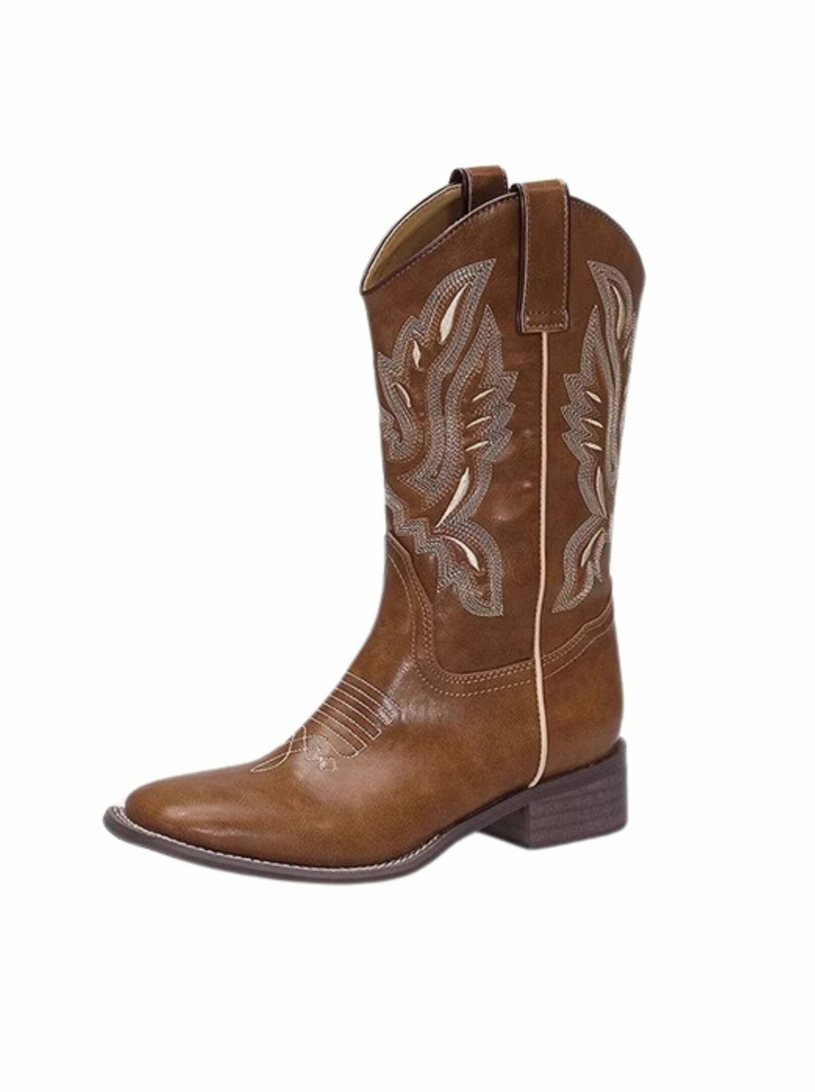 Y2K Grunge Western Cowboy Boots - Retro 90s Fashion, Y2K Summer & Party Outfits