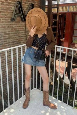 Y2K Grunge Western Cowboy Boots - Retro 90s Fashion, Y2K Summer & Party Outfits