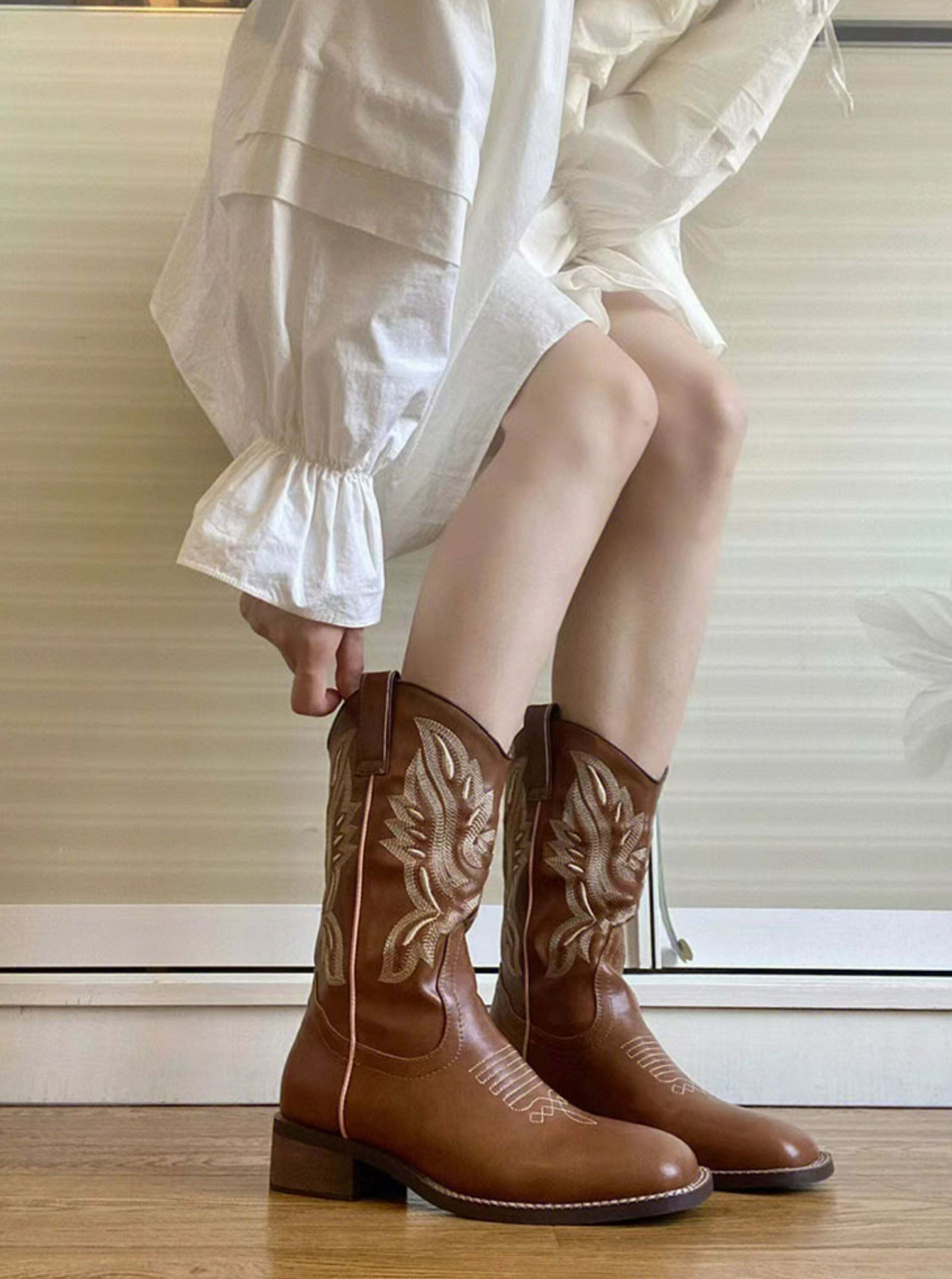 Y2K Grunge Western Cowboy Boots - Retro 90s Fashion, Y2K Summer & Party Outfits