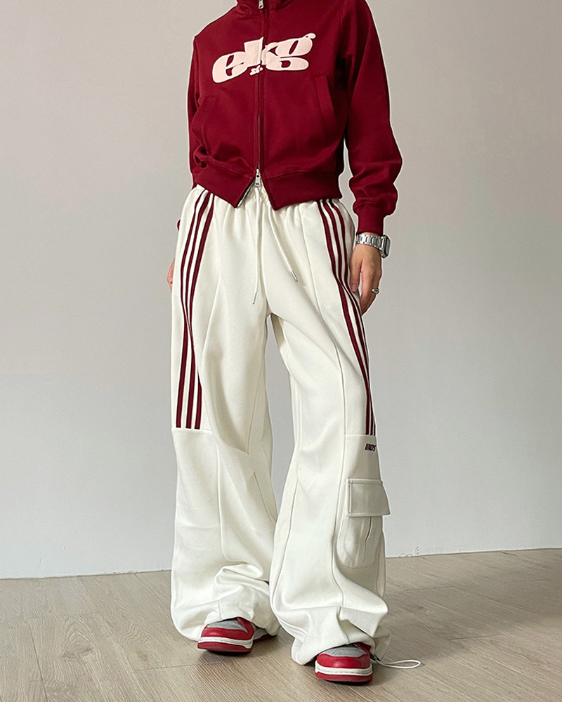 Y2K Grunge White Baggy Sweatpants - Retro 90s Fashion, Summer Y2K Outfits, Pastel Goth Style